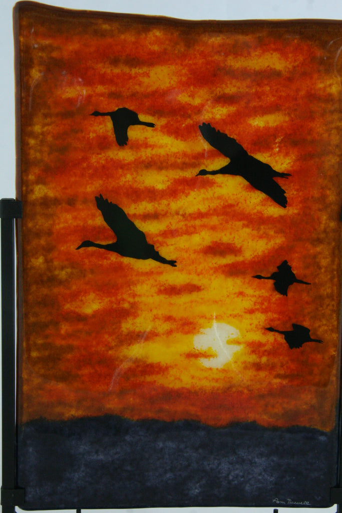 Sunset Flight - Sandhill Cranes in Motion