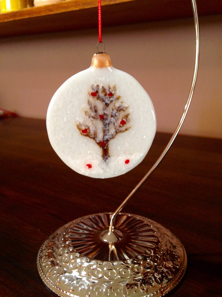 Winter Aspen with Cardinals Ornament