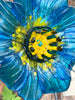 Sold - Turquoise Garden Flower with Yellow Center